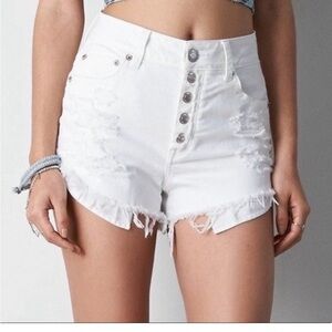American Eagle Outfitters sz 12 High Waist White Denim cut off jean shorts